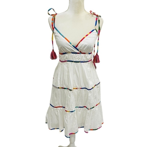 Antonio Melani Keri Cotton Voile V-Neck Sleeveless A-Line Dress NWT White - Picture 3 of 15